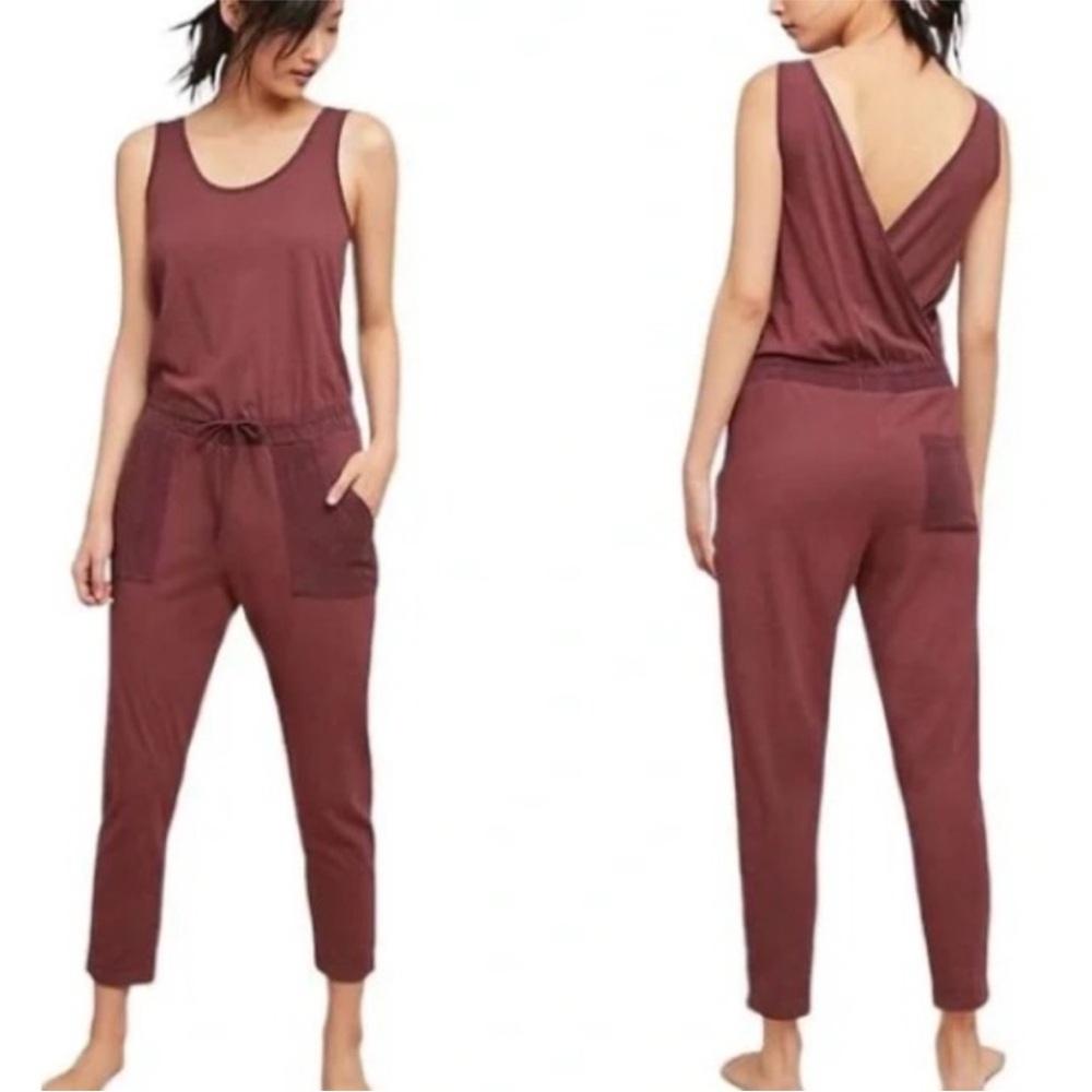 Anthropologie T.La Burgundy Jumpsuit